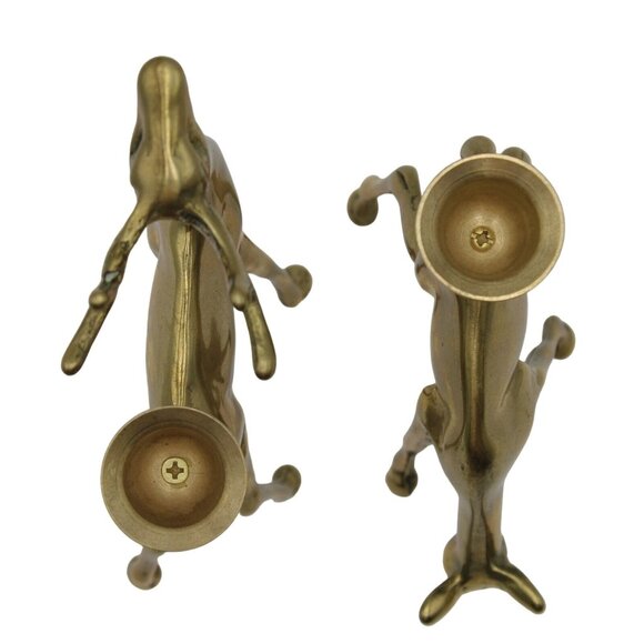 Solid Brass Buck and Doe Reindeer Figurine Candle Holder Set Price Products Vtg - Picture 8 of 11